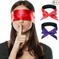 FRESHME 2pc Satin Sleep Mask - Lightweight Blindfold Eye Mask Cover for Women Men Couples Night Gift, Valentine's Day Gift Double Sides Dark Purple & Black+Red & Black 2pc Set