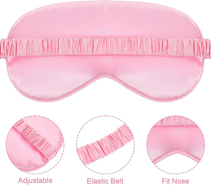 Satin Sleep Mask, 6 Pack Pink Silk Eye Mask for Sleeping Breathable with Elastic Strap, Soft Sleeping Blindfold Eye Cover Comfortable Travel Office Night Sleeping Party Games for Women