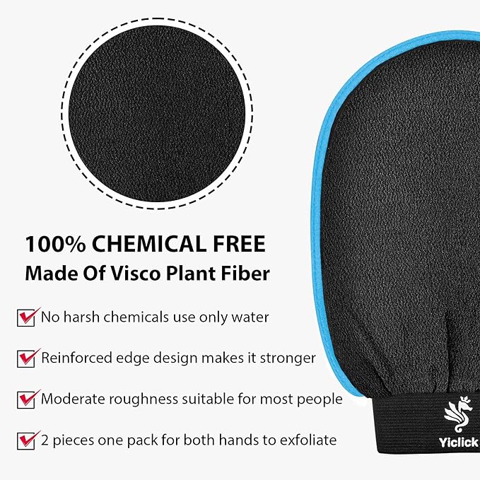 Exfoliating Gloves 2 Pcs, Exfoliating Body Scrubber for Bath Shower Exfoliation, Body Scrub Exfoliator Loofah Sponge for Dead Skin Remover, Korean Exfoliating Mitt (Browm)