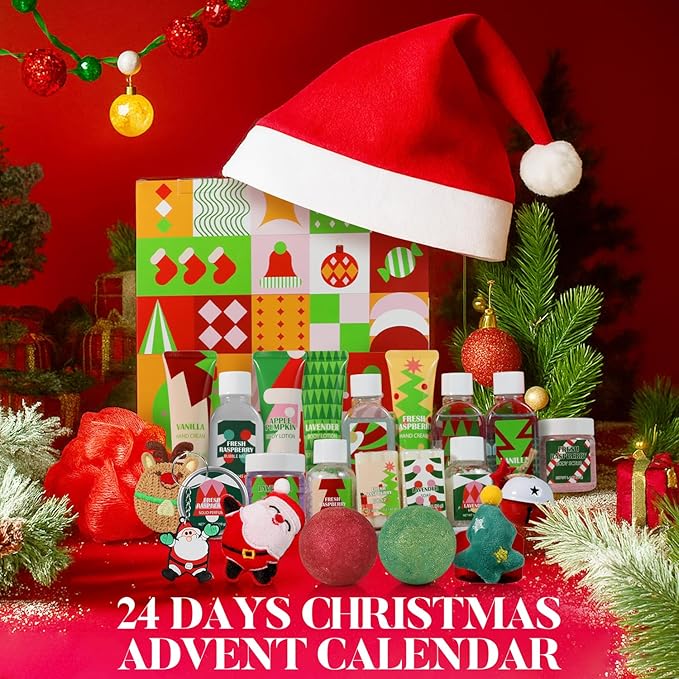 2025 Beauty Advent Calendar Christmas Gifts for Women with Hand Cream, Bubble Bath, Bath Bomb Spa Gifts for Daughter Girls New Year Advent Calendar for Beauty