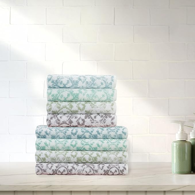 Jessica Simpson – Bath Towel 4 Piece Set, Aziza, Premium Bathroom Décor, Includes 2 Hand Towels and 2 Shower Towels, 100% Cotton & Machine Washable, Skyrocket Grey