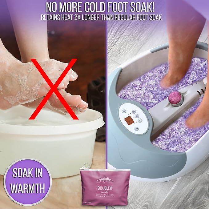Crafts And The City SOO Jelly Pedicure Packs - Pedicure Foot Soak For Feet - Moisturizing Jelly Spa Pedi Soak - Foot Spa Bath Soak For Soaking - Pedicure Foot Gel (Lavender)