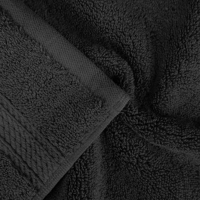 Superior Egyptian Cotton 8-Piece Solid Towel Set, Washcloths 13” x 13”, Hand Towels 20” x 30”, Bath Towels 30” x 55”, Black, 8-Pieces by Superior