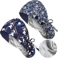 Satin Lined Scrub Caps with Buttons & Sweathand, Surgical Caps for Women