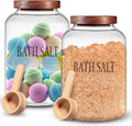 SiliFine 1 Sets 74 oz Large Bath Salt Container with Wooden Scoop for Glass Bath Salt Jar with Airtight Lid Storage Canister for Food, Flour, Sugar, Cookie, Kitchen