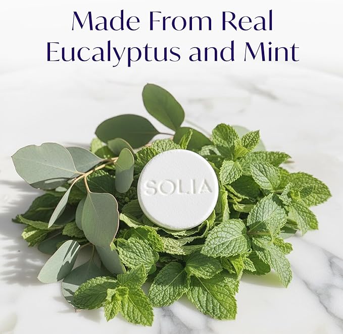 Solia Shower Steamers Eucalyptus and Menthol 7-Pack - Patent-Pending - Real Essential Oil Eucalyptus Shower Bombs Gift Set, Menthol Tablets, Spa Steamers Aromatherapy Selfcare Bath Gifts for Women