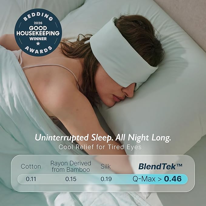 Breescape Cooling Silky Eye Mask, Instant Cool-to-Touch Fabric with Silent Closure, Full-Coverage Light Blocking, Adjustable Soft & Breathable Design for Ultimate Sleep Comfort, Comes with Travel Bag