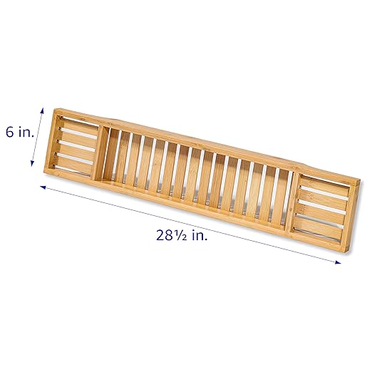 Bamboo Large 28.7" Long Slatted Bathtub Tray - By Trademark Innovations (Pack of 2)