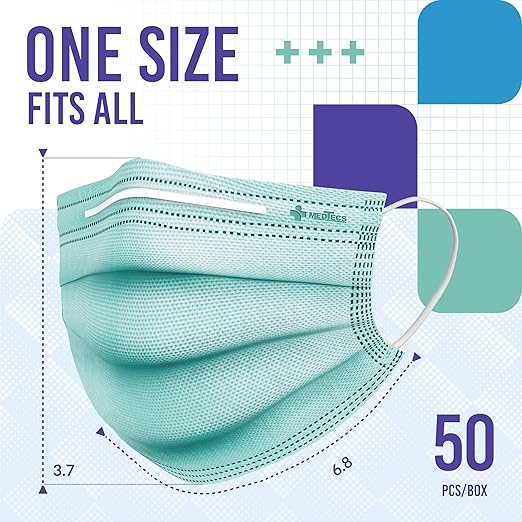 Medtecs Face Mask Disposable – Available in 50 & 2,000 pcs – ASTM Level 1, 3-Ply Breathable, Soft Fit – Adult Size – Ideal for Commuting & Daily Wear