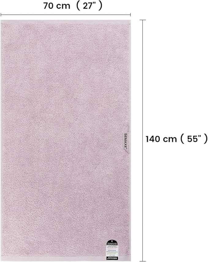 SEMAXE Purple Bath Towel, 100% Cotton Bath Towel with Hanging Loop, 55 x 27 Inch, Soft Absorbent & Quick Dry, for Bathroom & Travel