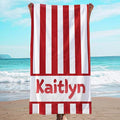 JML Personalized Beach Towel with Name, Custom Cabana Stripe Beach Towel, Customized Microfiber Pool Towel, Quick Dry & Absorbent Swim Towel for Adult,Anniversary, Birthday, Summer Holiday,Vacation