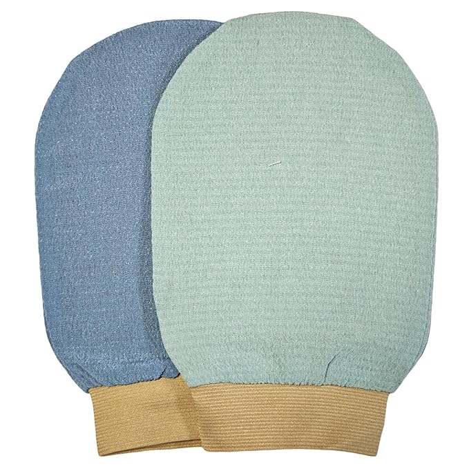 Exfoliating Gloves Glove for Shower,Exfoliating Mitt Mit Body Scrubber,2 Pcs Shower Gloves Exfoliating for Women,Green and Blue