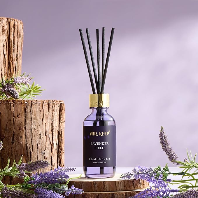 Airkeep Reed Diffuser Set, 3.38 fl oz (100 ml) - Cirtus Verbena Oil Diffusers with 8 Reed Sticks, Home Fragrance Reed Diffuser for Bathroom Shelf Decor