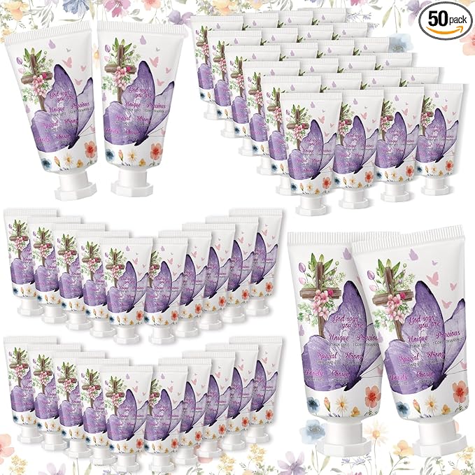 50 Pack Christian Hand Lotion Bulk Gifts for Women Mother's Day Gifts Bible Mini Travel Hand Lotion for Women Church Appreciation(Vibrant)