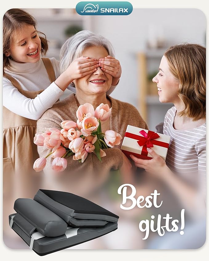 Snailax Shiatsu Back Massage Mat with Heat, Vibration Full Body Massage Mat for Sofa, Recliner,Bed, Deep Kneading Back Massage Pad with Foldable & Flexible Pillow, Mother's Day Gifts for Women Wife