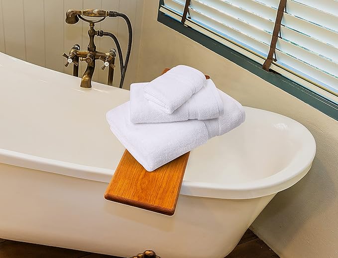 Towel and Linen Mart White Towel Sets, 2 Bath Towels 2 Hand Towels and 4 Washcloths 2 Ply Low Twist 600 GSM Ring Spun Highly Absorbent for Bathroom Hotel Shower Towel (8 Pack)