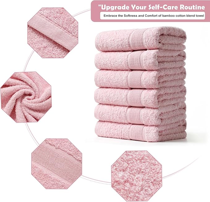 Aibaser Hand Towels-16x30inch - Lightweight and Highly Absorbent Hand Towels for Bathroom, Travel, Gym, Shower and Spa (Pink)