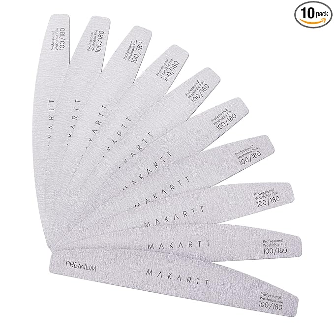 Makartt Nail File: Professional Nail Files, 100/180 Grit Emery Boards for Nails, 10 Pcs Zebra Doubled Sides Coarse Fingernail Filer for Acrylic and Extension Gel Removal Manicure Kit Salon Home Use