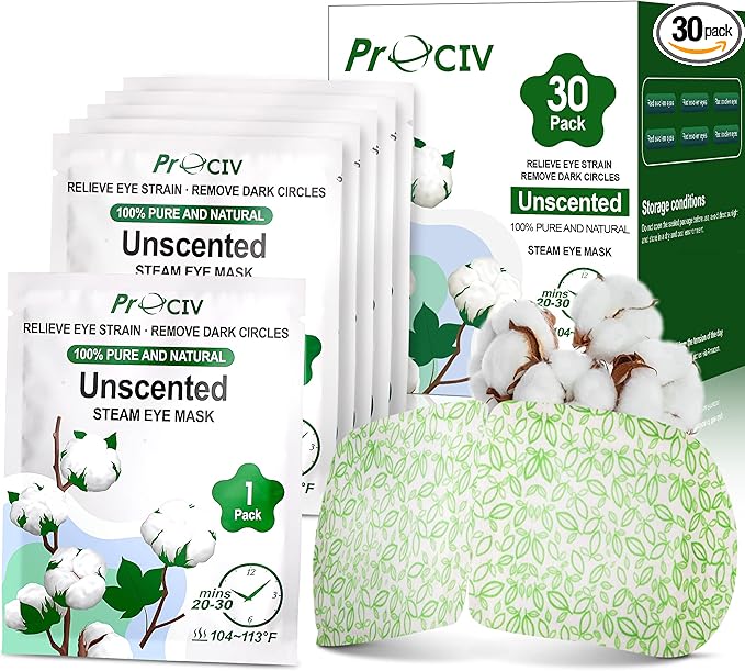 30PCS Steam Eye Masks for Dry Eyes & Fatigue Relief, Self-Heating Eye Mask for Puffiness & Dark Circles, Moist Heat Compress, Travel-Friendly, No Microwave Needed, Spa Relaxation for Women, Unscented