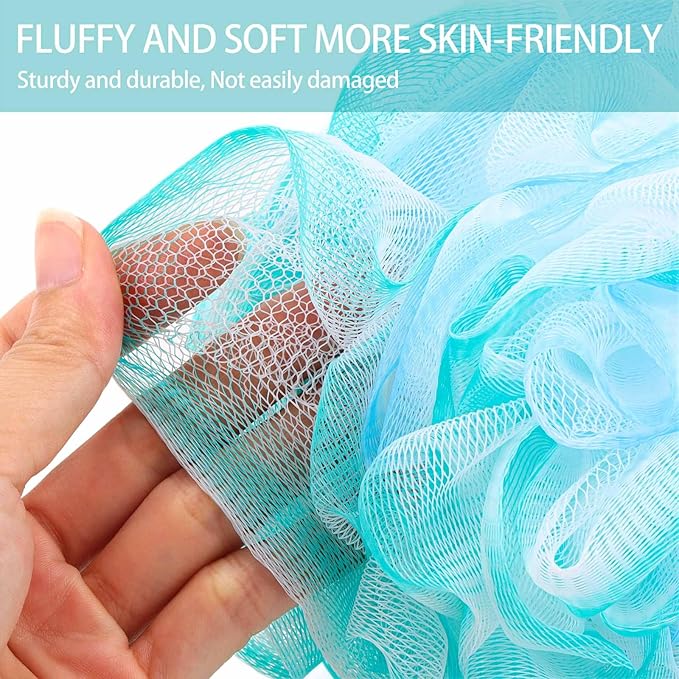 BTYMS XXL Loofah Bath Sponge 100g/pc, Extra Large Shower Puffs Exfoliating Mesh Pouf - Pack of 4