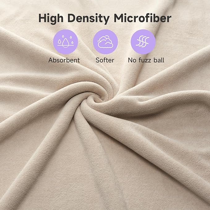 Umisleep 100% Microfiber Hair Towel, 41" x 22" Super Absorbent Towel Wrap with Elastic Loop, Large Curly Hair Towel for Women Long, Thick Hair, Camel