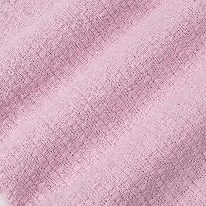 Sweet Home Collection 100% Fine Cotton Blanket Luxurious Weave Stylish Design Soft and Comfortable All Season Warmth, Full/Queen, Pink