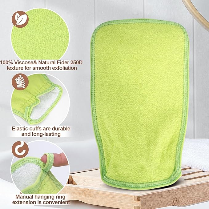 1PCS (GREEN) Durable Body Scrub, Dead Skin Remover & Body Scrubber Exfoliator, Body Exfoliating Gloves for Shower, washcloth exfoliating, exfoliating glove for Smooth Skin
