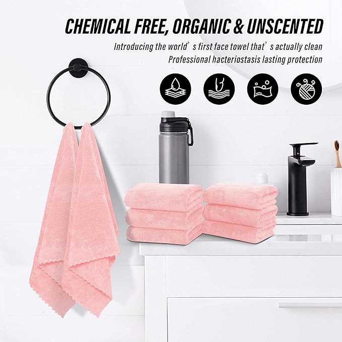 MOONQUEEN 18 Pack Premium Hand Towels - Quick Drying - Microfiber Coral Velvet Highly Absorbent Towels - Multipurpose Use as Hotel, Bathroom, Shower, Spa, Hand Towel 16 x 28 inches (Pink)