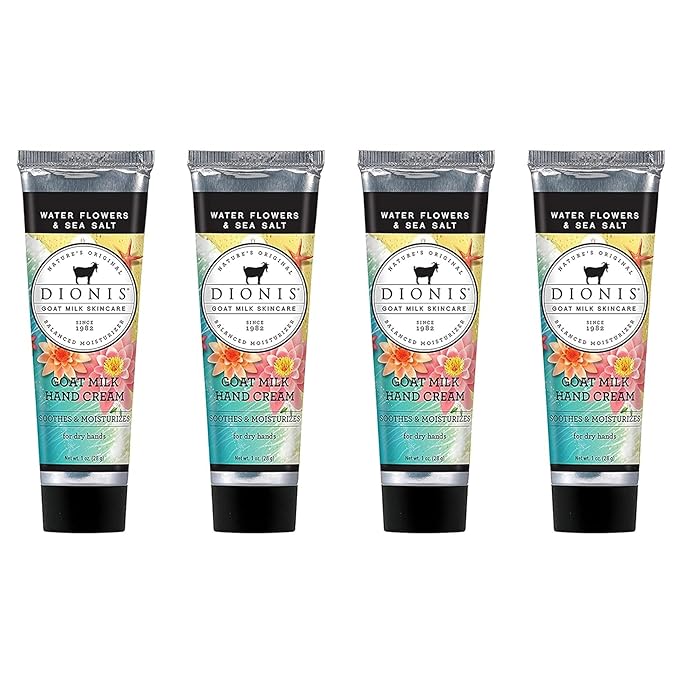 Dionis Goat Milk Hand Cream Water Flowers & Sea Salt 1 oz (Pack of 4)