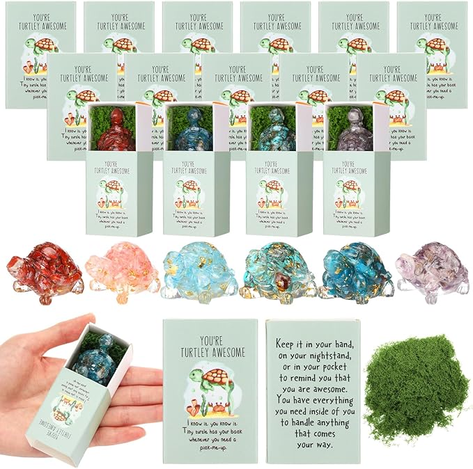 DoubleFill 12 Set Office Positive Gifts for Coworkers Employee Appreciation Gifts Bulk Emotional Pocket Hug Support Appreciation Gift for Staff Teacher Team (Natural Crystal)