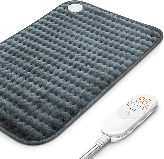 Heating Pad for Back, Electric Heating Pads for Cramps/Abdomen/Waist/Shoulder with 6 Heat Settings and Auto-Off, Moist/Dry Heat pad, Christmas Gifts for Women Men Mom Dad, 16" x 24"(Gray)