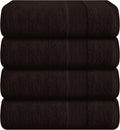 Belizzi Home 4 Pack Bath Towel Set 27x54, 100% Ring Spun Cotton, Ultra Soft Highly Absorbent Machine Washable Hotel Spa Quality Bath Towels for Bathroom, 4 Bath Towels Chocolate Brown