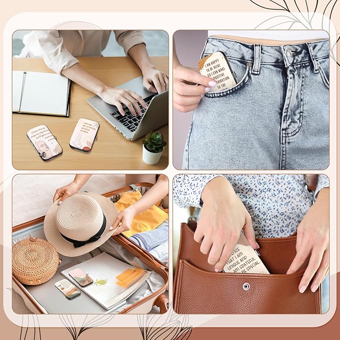 Capoda 12 Set Positive Affirmations Gifts Bulk Manicure Set Mothers Day Gift Nail Clippers Kit 7 in 1 Boho Inspirational Manicure Kit for Women Coworkers Employee Teacher Staff Nurse Gifts Supplies