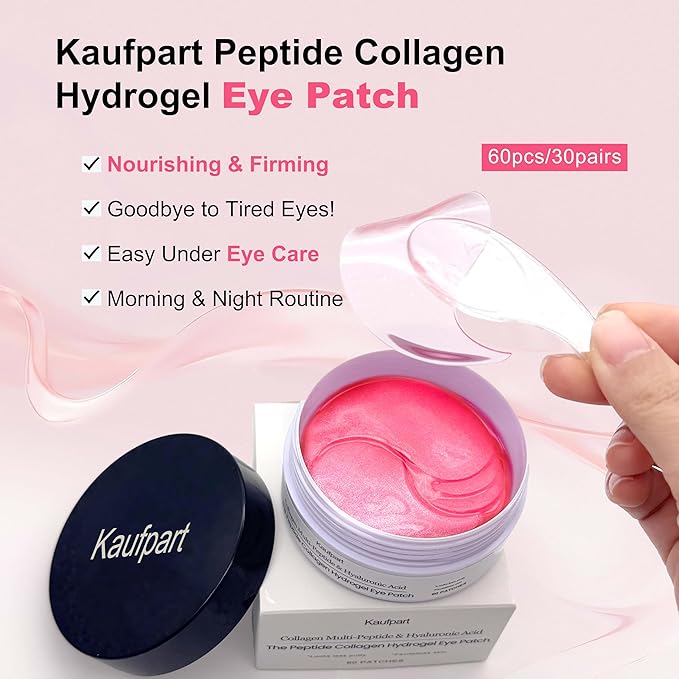 60 PCS Peptides Collagen Hydrogel Eye Patch | Gel Eye Patches for the appearance of Dark Circles, Undereye Bags | Firming, Age-Defying Care with Retinol, Collagen | Korean Skin Care