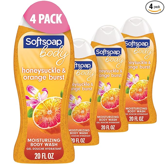 Softsoap Body Wash, Honeysuckle & Orange Burst Body Wash, 20 Ounce, 4 Pack