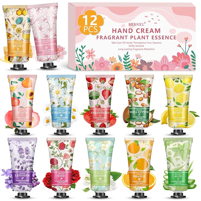 12 Pack Hand Cream Gift Set For Women, Mothers Day Gifts,Teacher Appreciation Gifts,Nurses Week Gift, Mini Hand Lotion Travel Size in Bulk for Dry Cracked Hands, Bridesmaid Gift,Party Favors