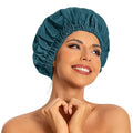 Reusable Shower Cap for Women, Large Waterproof Shower Bonnet with Elastic Band, Washable Bath Hair Cap for Long, Curly Hair, Braids, Daily Shower, Home Spa, Travel(Blue Zircon)