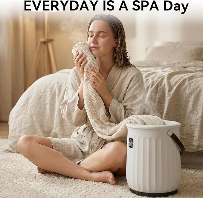 Luxury Large Towel Warmer for Bathroom, Heated Towel Warmer Bucket for SPA, Auto Shut Off, Fits Up to Two 40"X70" Oversized Towels, Bathrobes, Blankets, PJ's and More, Best Ideal Gifts - Black