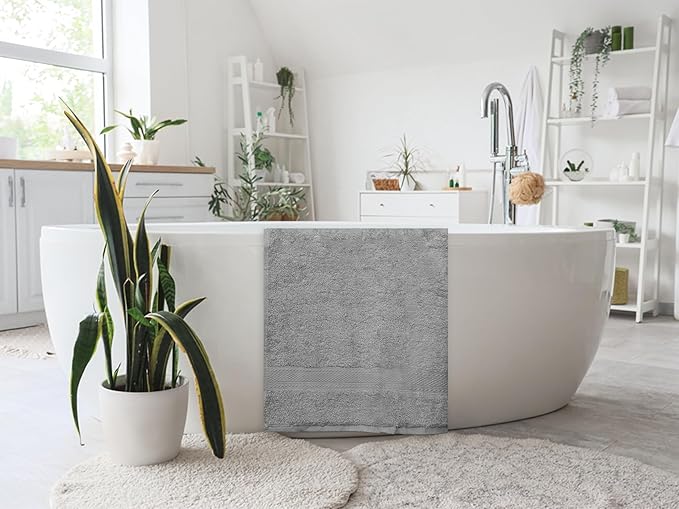 Large Bath Towels Pack of 6 – 24" x 50", 100% Cotton Terry – Soft, Quick-Dry & Highly Absorbent – Light Grey Towels for Bathroom, Spa, Shower, Pool & Daily Use