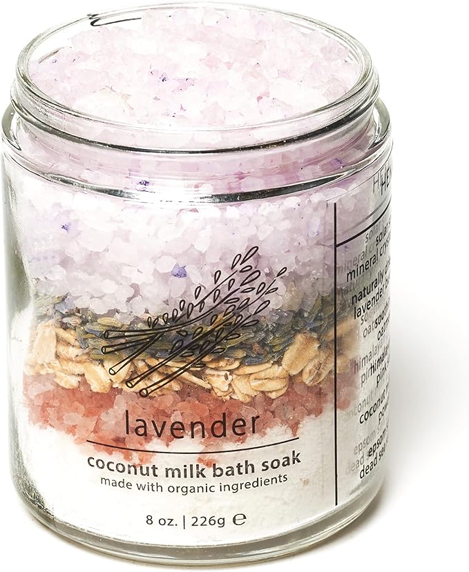 Hemlock Park Lavender Coconut Milk Bath Soak | Botanical Coconut Milk, Botanicals, Dead Sea Salt, Epsom Salt, and Himalayan Pink Mineral Salt | 9.5 oz Jar