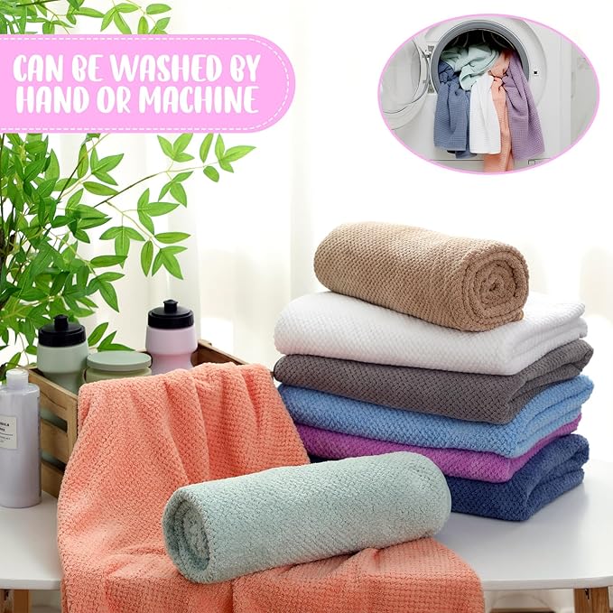 SmoothNovelty 16 Pack Microfiber Bath Towels Bulk 27'' x 60'' Oversized Size Bath Towel Highly Absorbent Extra Large Soft Drying for Beach Shower Summer Salon Sport Gym Party (Lattice,Pastel)