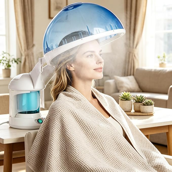 SUPER DEAL Hair Steamer PRO 3 in 1 Multifunction Ozone Facial Steamer with Bonnet Hood Attachment, Hair Therapy & Face Steamer for Personal Care Use at Home or Salon