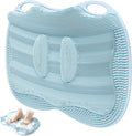 XL Shower Foot Scrubber Mat, Silicone Feet Massage Scrubber in Shower Clean Foot Toes Pad without Bending Non-slip Suction Cups -Blood Circulation Exfoliate Achy Relief 17.4*13.4" Light Blue