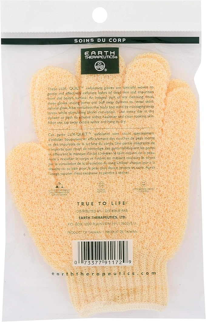 Earth Therapeutics Exfoliating Hydro Gloves, Natural (Pack of 2)