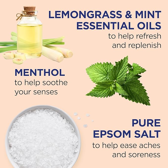 Dr Teal's Epsom Salt Magnesium Soak, Pre & Post Workout with Menthol & Essential Oils, 3 lbs