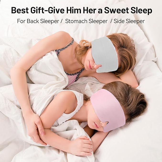 LOVE EYE Dual Side Sleep Mask,Ice Silk Eye Sleeping Mask & Blindfold with Adjustable Strap,Warm and Cool Side Total Blackout Eye Covers for Women Men Sleep Travel Nap (Pink)