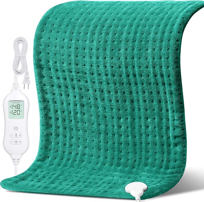 NOWWISH XXXL Heating Pad for Back Pain Relief & Period Cramps, 24x32 Inch Moist Heat Electric Heating Pad with 10 Heat Settings and Auto Shut-Off, Machine Washable, Christmas Gifts for Women, Green