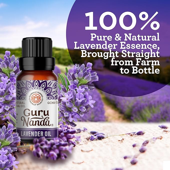 GuruNanda Lavender Essential Oil - 100% Pure, Natural and Undiluted Oil for Massage & DIY Recipes- Premium Diffuser Oil for Aromatherapy (Pack of 1-0.5 Fl Oz)