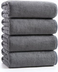 sakano 4-Piece Bath Towel Set,Quick-Dry Absorbent Lint Free & Launder Soft Coral Velvet Microfiber Towels for Bathing, Fitness, Spa, and Guest Use -Dark Gray, 28 x 55 inches