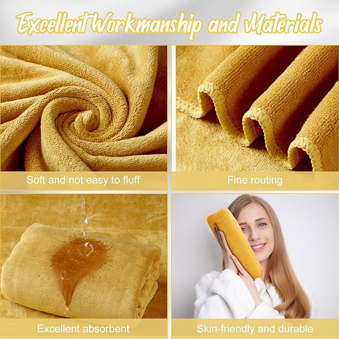 SmoothNovelty 16 Pack Microfiber Bath Towels Bulk 27'' x 60'' Oversized Beach Towel Highly Absorbent Extra Large Soft Drying for Shower Pool Salon Sauna Bathroom Gym Party (Simple,Camel)